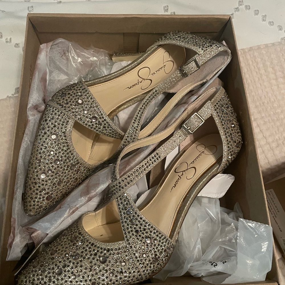 Jessica Simpson Silver Crystal Heels